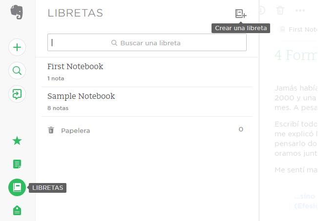 Crear libreta en Evernote